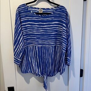 Anne Klein Blue and White Striped Blouse